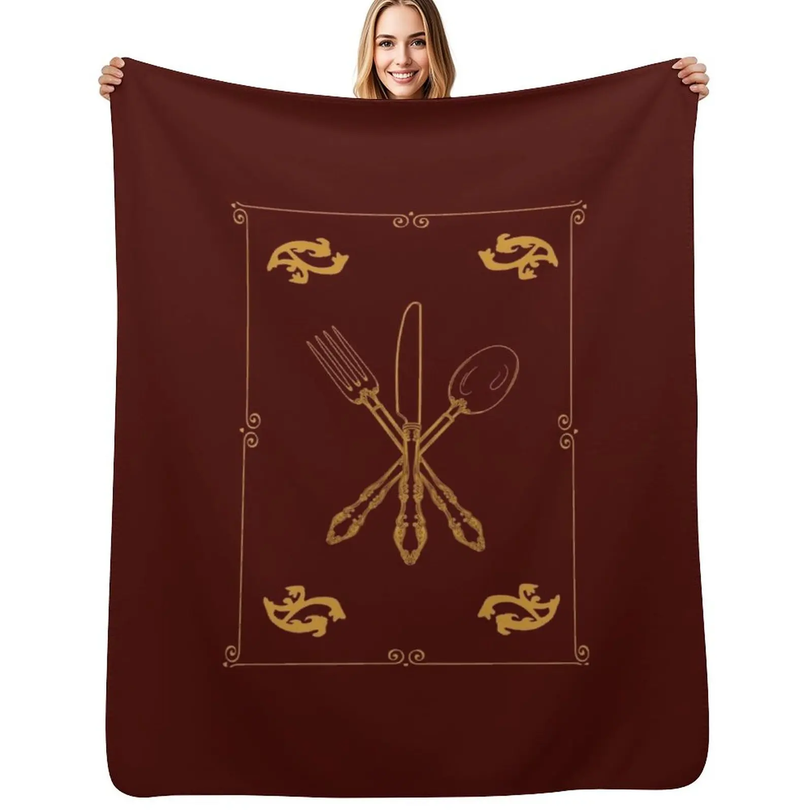 Just Add Magic Utensils Gold with Border Throw Blanket Thermal Single halloween Baby Furrys Kid'S Blankets