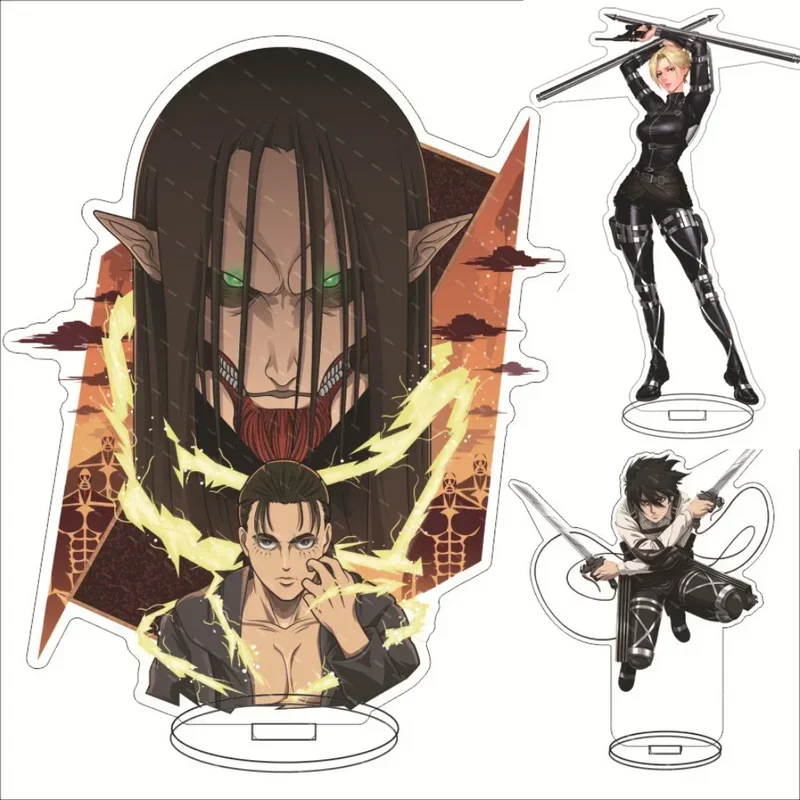 Anime Acrylic Assault Stand Models Levi Mikasa Eren Anime Figures Shingeki No Kyojin Desk Decor Collection Friend Fan Gifts Toys