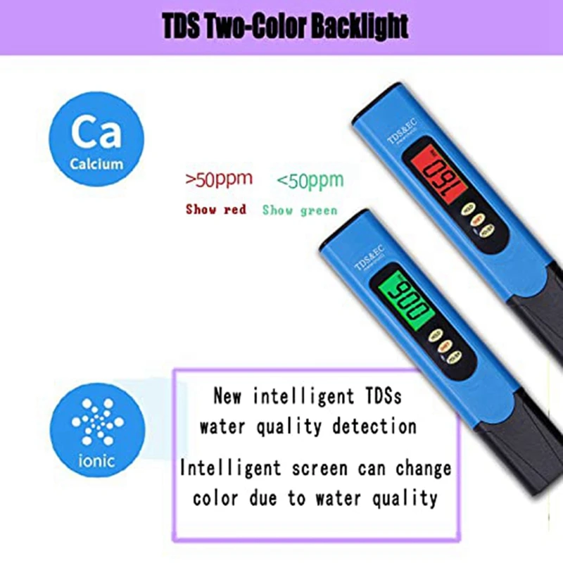 Readout pengukur suhu TDS EC 3-In-1 cocok untuk rumah, kolam renang, hidroponik