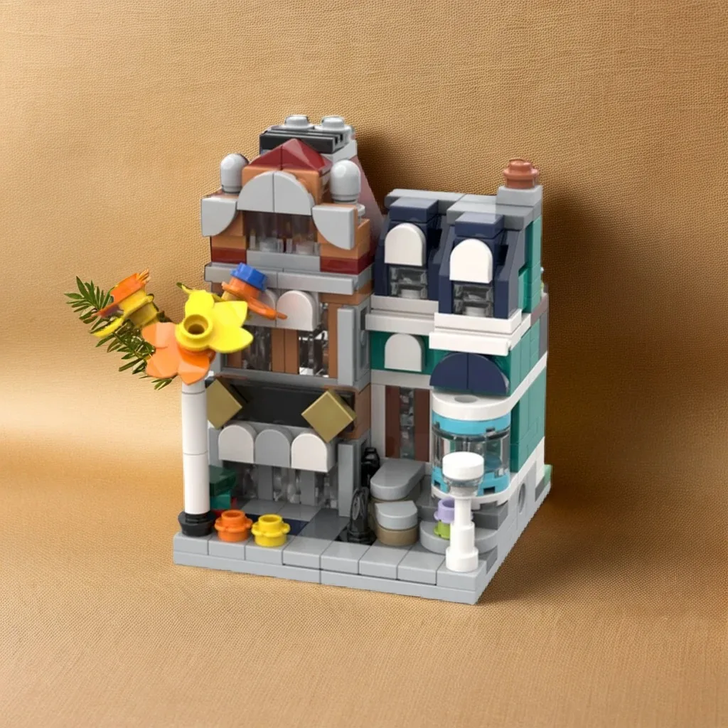 

312 шт. мини модульный 10270 книжный магазин MOC масштабная модель книжного магазина образовательные строительные блоки подарок