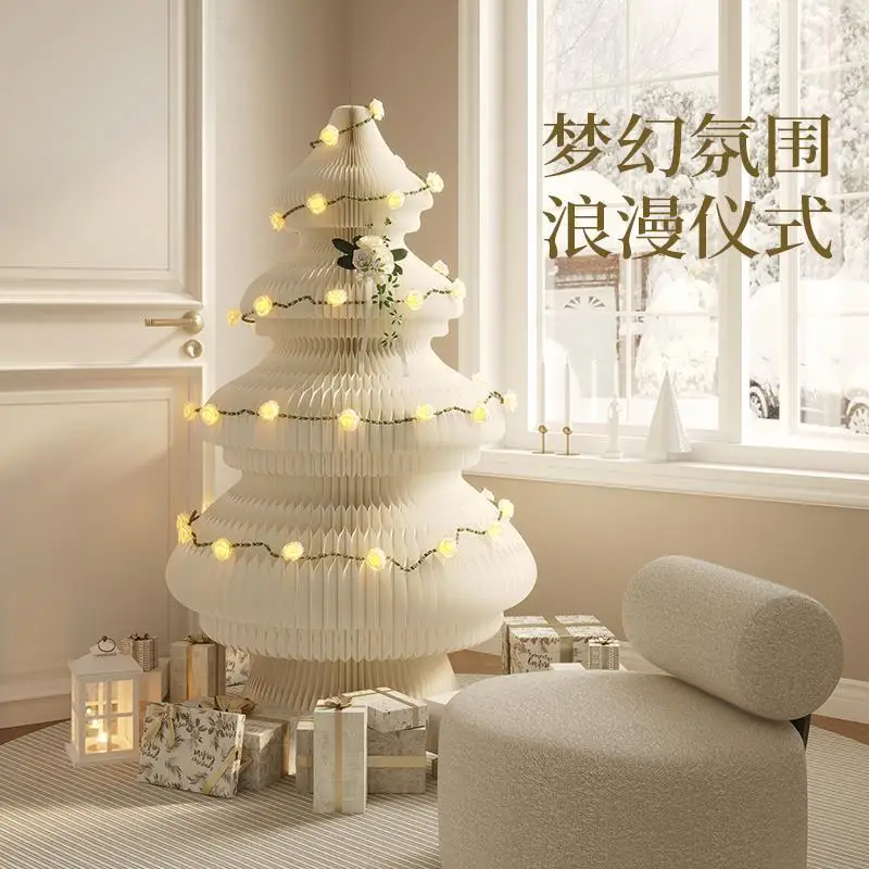 Decorative Christmas tree, large ornaments, commercial luminous Christmas tree, foldable storage, light Nordic style