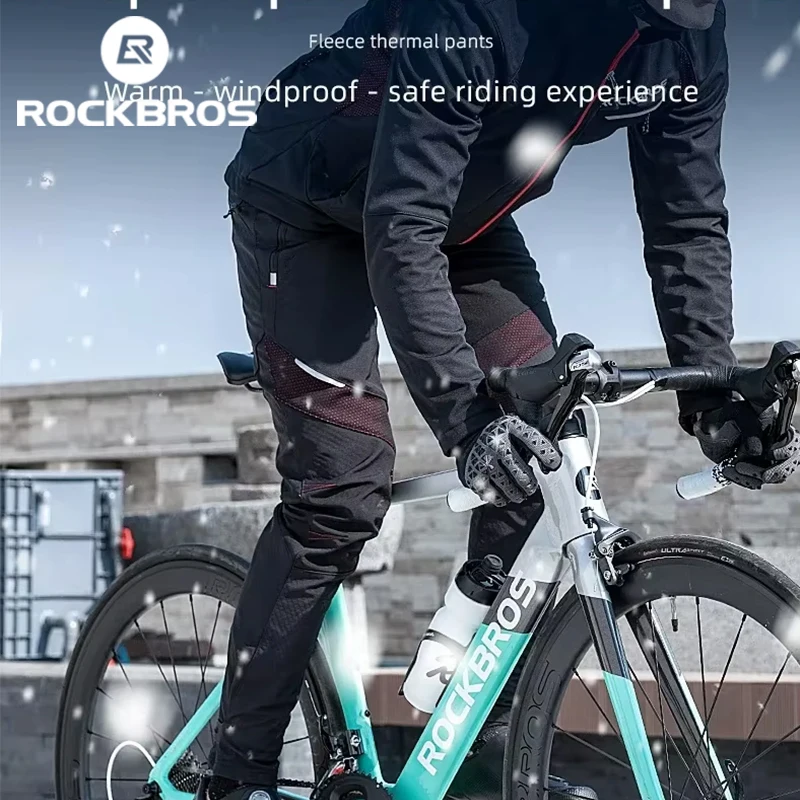 ROCKBROS – Lokaler Versand – Fahrradhose für Herbst und Winter, winddicht, mit Thermofleece, warm, lange Hose, 3D-Schnitt, für Outdoor-Sportarten.