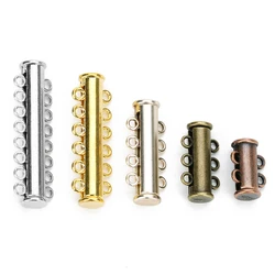 5 Pcs/lot Metal Rows Magnetic Clasps Rows Holes Bracelet Closure Slide Tubes Lock Buckle Hook For Jewelry Making Necklace