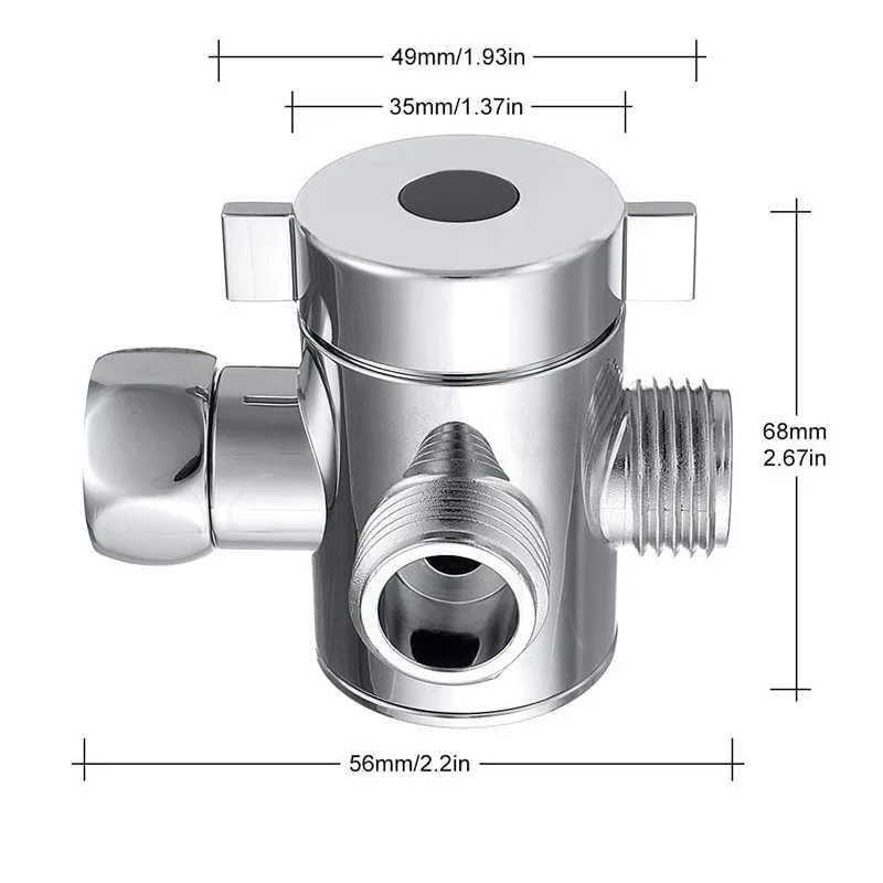 1/2 Inch Shower Three Way Valve Connector T-adapter Bathroom Adjustable Shower Head Outlet Water Distributor Bathroom Accessory