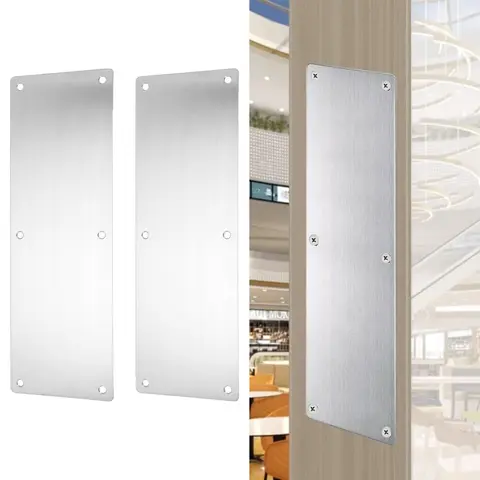 Hardware Door Kick Plate 2Pcs Without Word Plate Door Protection Door Sign Interior Or Exterior Kick Plate Silver