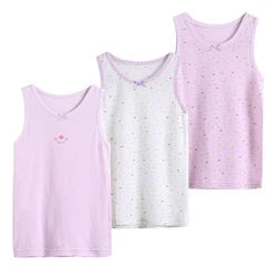 Girls Underwear Vests Thin 3pcs Summer Cute Undershirt Boys Cartoon Sleeveless Cotton T-Shirts Children Tops Teen Homewear 3-8T