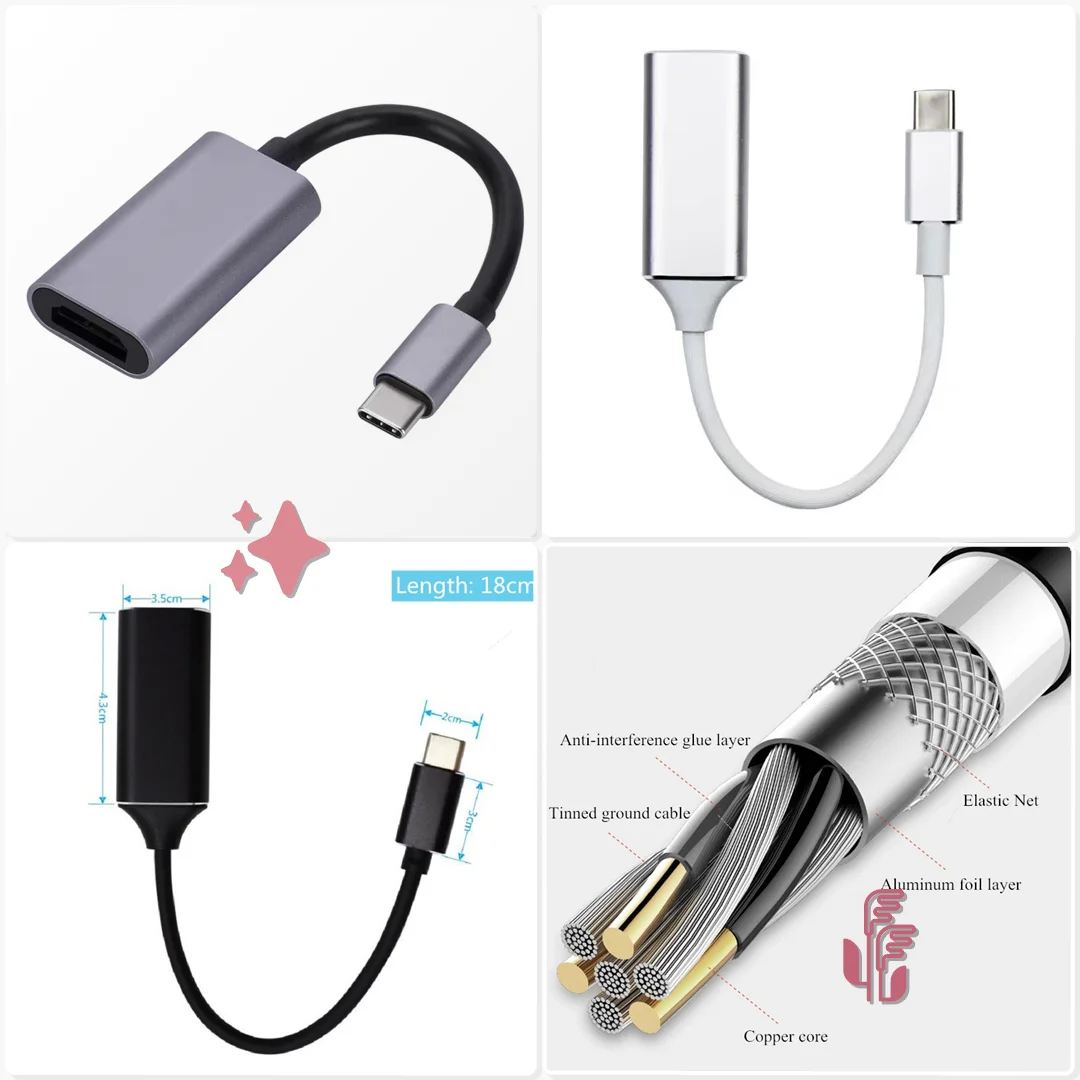 USB C to HD Cable Type C to HDTV Adapter USB 3.1 4K Converter Smartphone External Monitor Desktop Office Setup