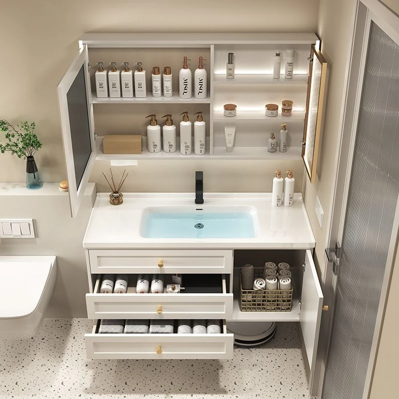 

Bathroom sink, integrated basin, bathroom cabinet, combined sink, smart mirror, wall-mounted, floor-standing