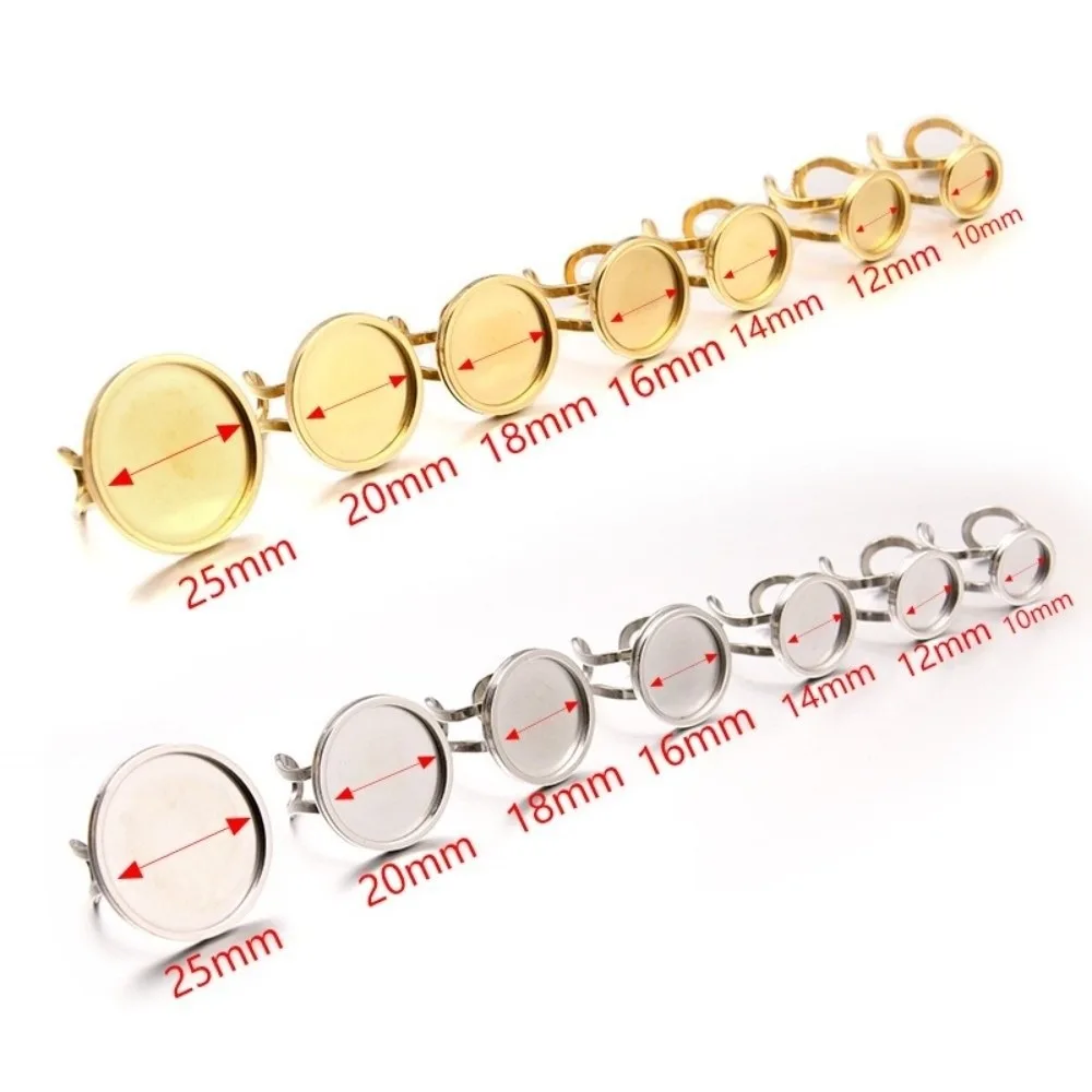 18-25mm ステンレス鋼リングセッティング オープンリング ステンレス鋼ベゼル ジュエリー製作 ブランクセッティング エポキシクラフトベース