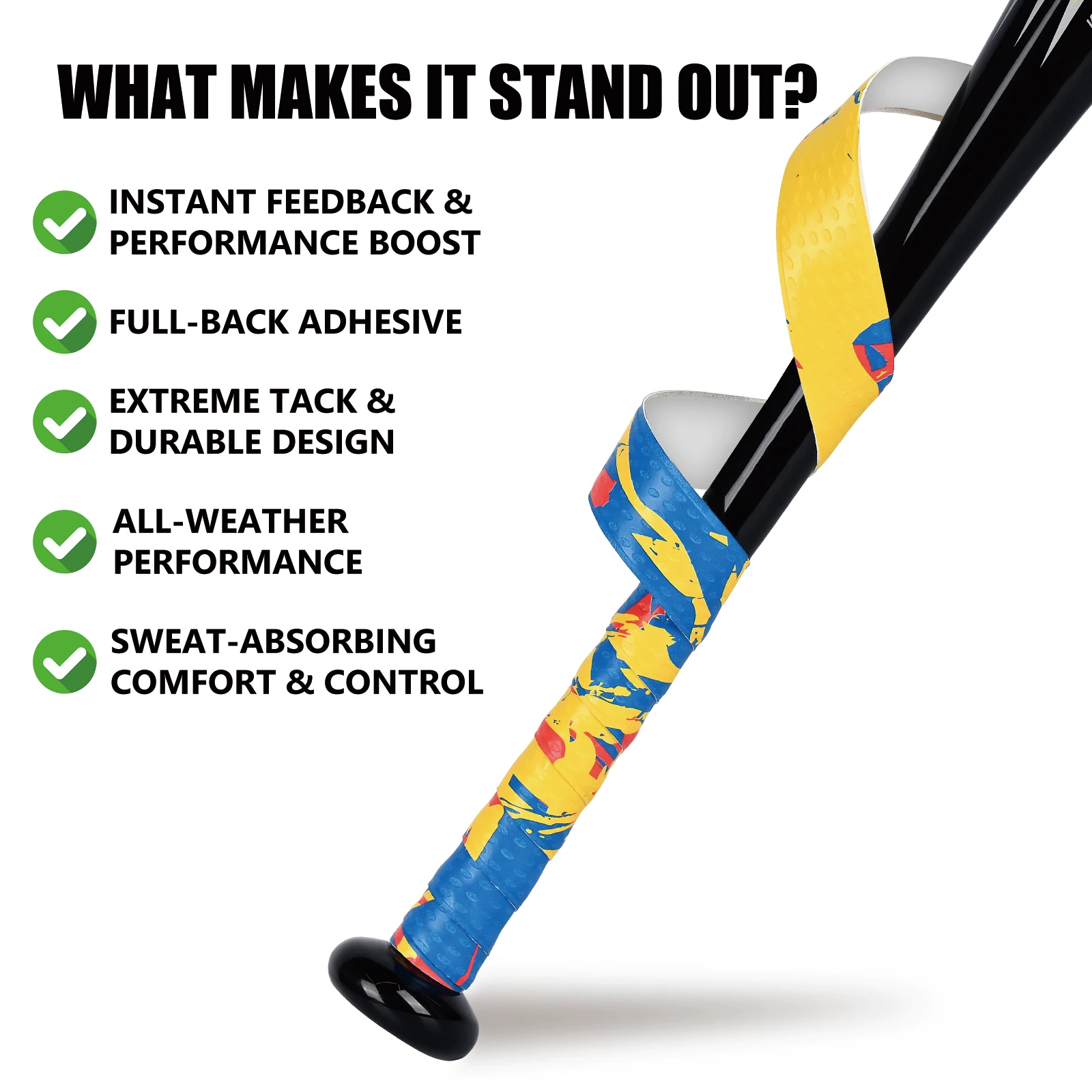 1.1mm Bat Grip Tape for Baseball & Softball –Stylish Baseball Bat Grip Tape for Pro-Level Performance – Non-Slip