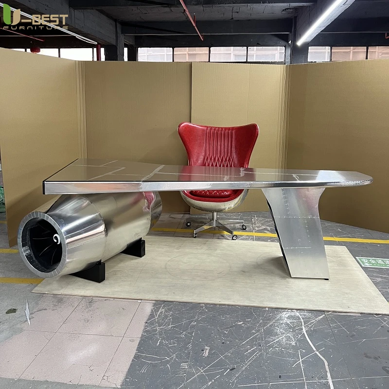 

U-best Mid Century Aviation Office Desk Aviator Wing Desk Aluminum Writing Table Home Office Hotel Unique