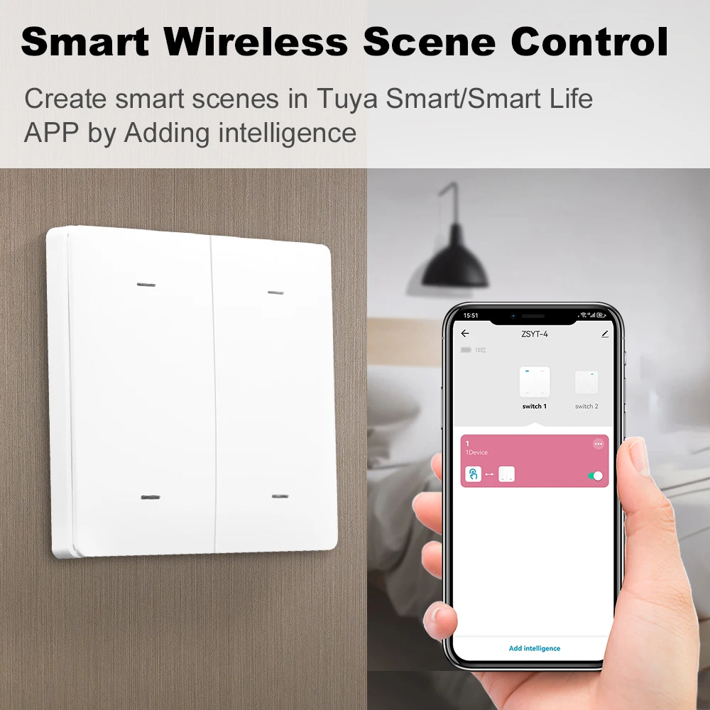 Tuya ZigBee 3.0 Smart Life Wireless Scene Switch 1/2/3/4Gang Push Button with Remote Dimmer Smart Home APP Automation Scenario