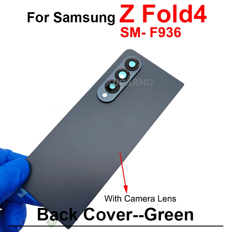 Black Gold Back Cover With Rear Camera Lens Frame Replacement Parts For Samsung Galaxy Z Fold4 SM-F936