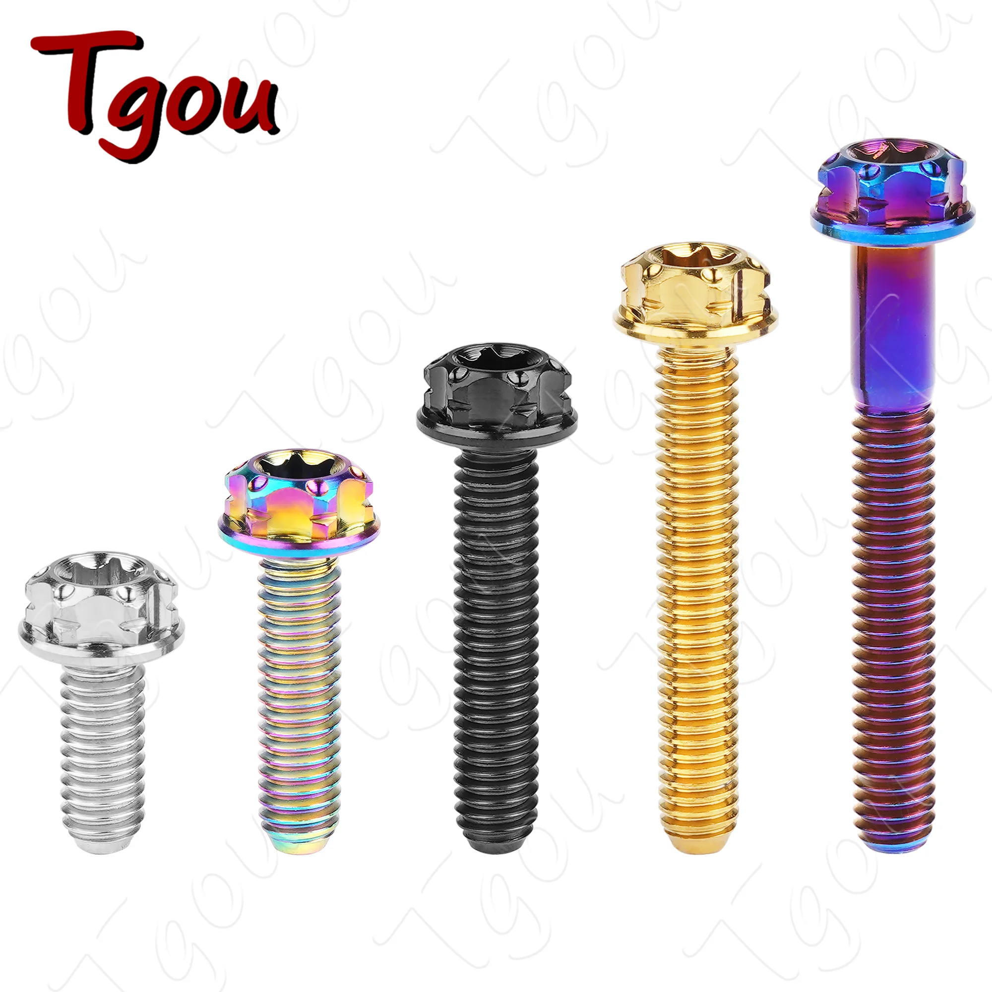 Tgou Titanium Bolts M4x10/15/20/25/30mm Small Flange Head for Motorcycle And Bicycle Parts Conversion