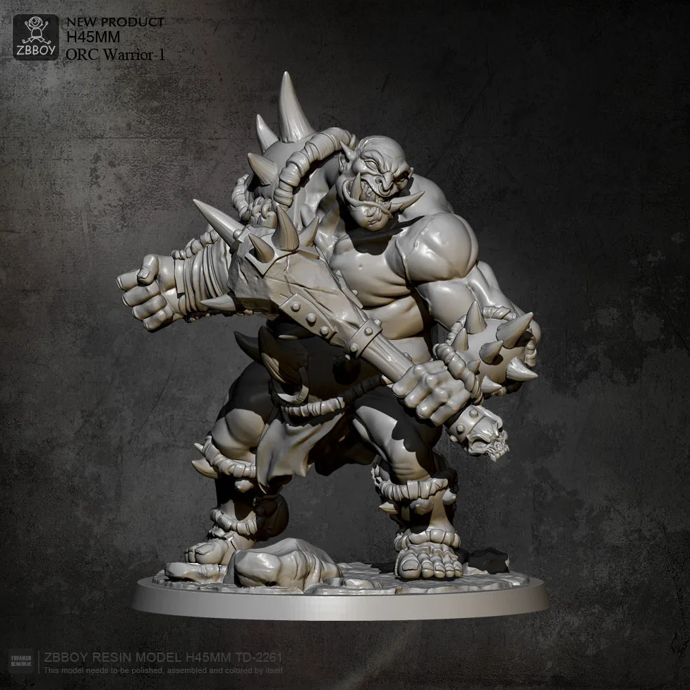 

45mm Resin Model Kits Villain orc warrior Figure Self-assembled TD-2261