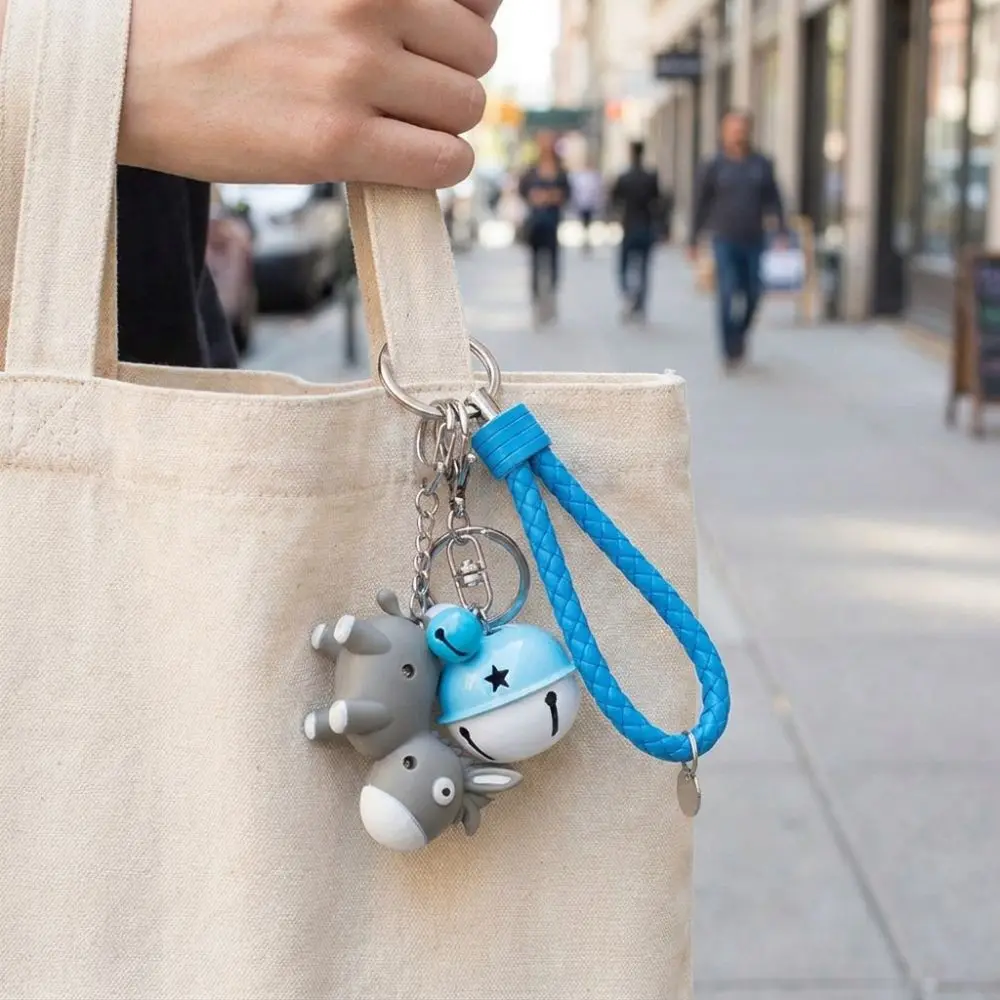 Cute Donkey Sounding Key Ring Sound Effect Mini Donkey Luminous Keychain LED Light with Bell Fingertip Clicker Handbag Decor