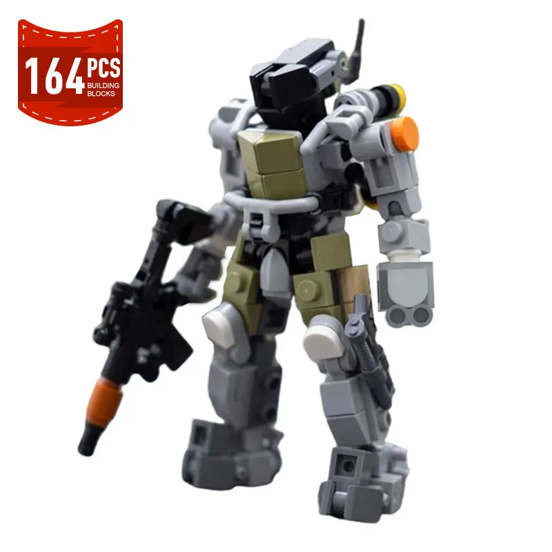 MOC Mini-Mecha Robot Soliders Figures Skeleton Model Building Blocks Army Game Weapons Guns Assembled Bricks Toys Gifts