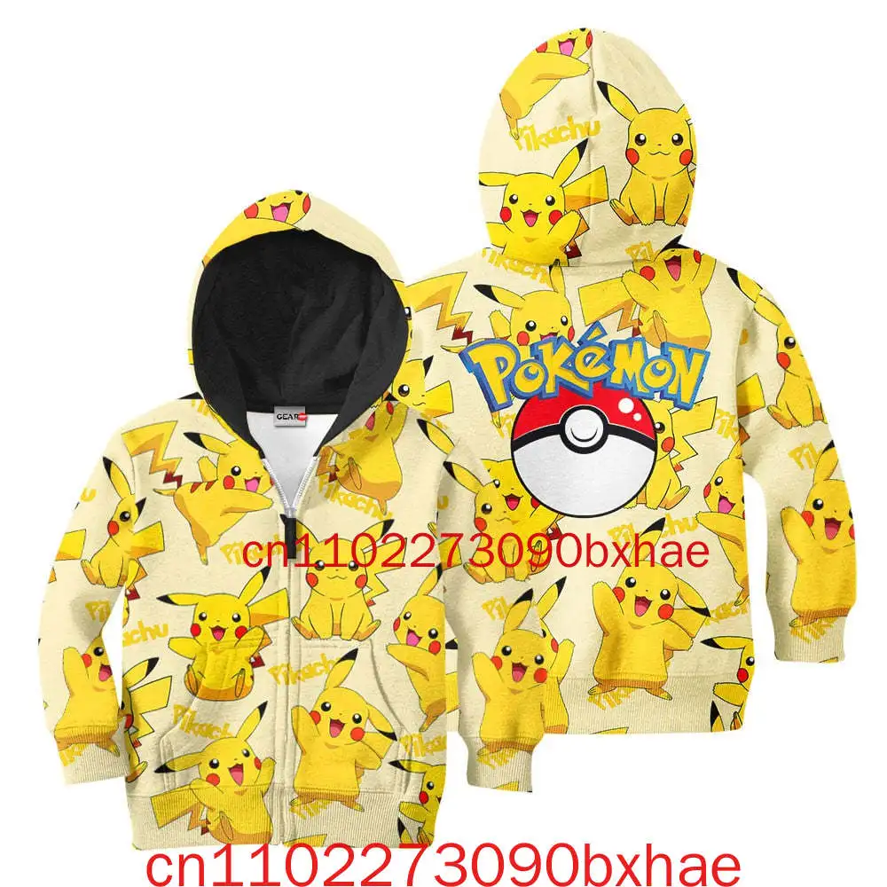 2025 Christmas New Pikachu Zipper Hoodie 3D Printed Cosplay Costume  Fashion Street Cute Boys and Girls Hoodies