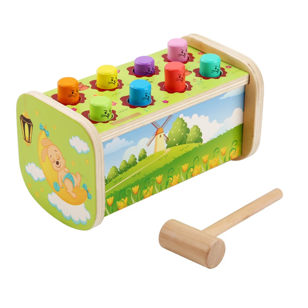 

Toy Kids Early Educational Wooden Learning Hammering Pounding Plaything Cognitive Development Safe Smooth Surface