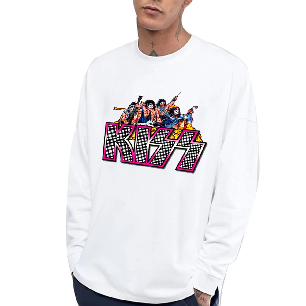 HX Rock Bands Sweatshirt Kiss Band Sticker Printed Sweatshirts Fashion Long Sleeve Streetwear Men Clothing Gifts For Fans