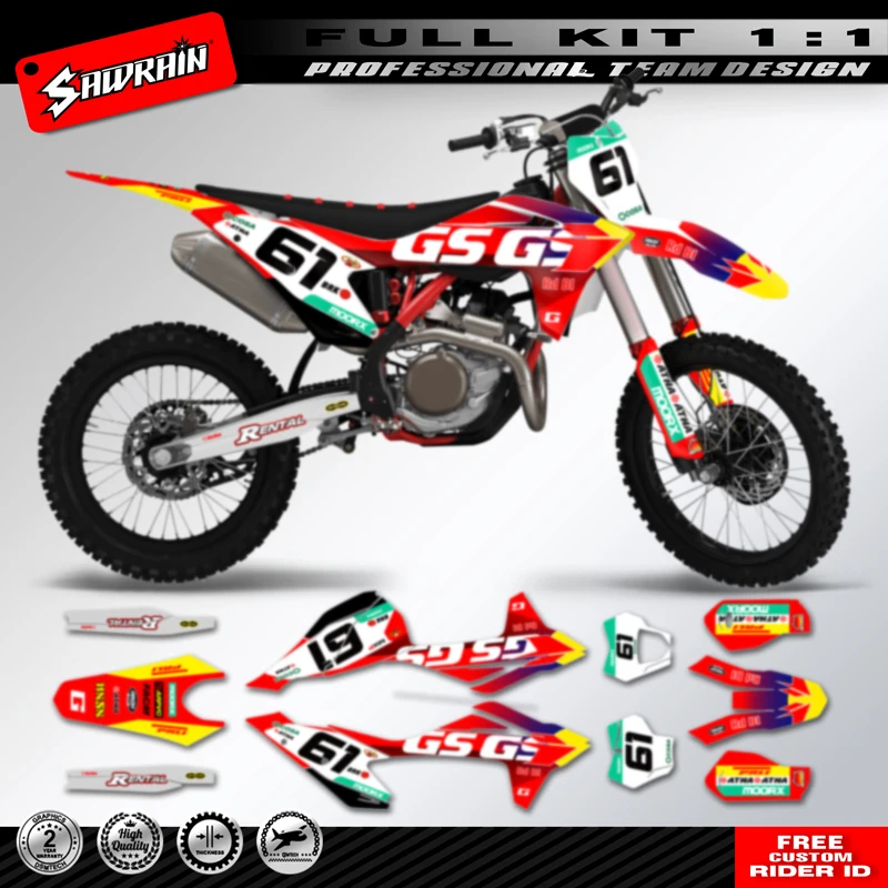 Sawrain Motorcycle Sticker Custom Team Graphics Decals Kit For GASGAS EC MC 2021 2022 2023 Fashion Red
