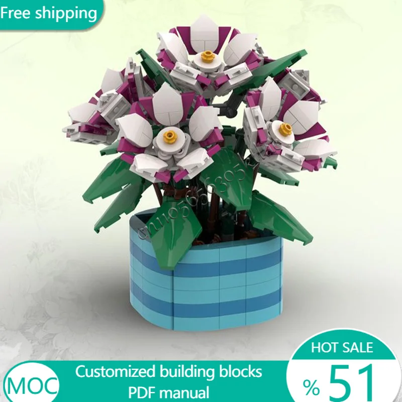 

600 PCS Flowers Petunias MOC Customize Modular Building Block Educational Creative Design Kids Technology DIY Festival Toy Gift