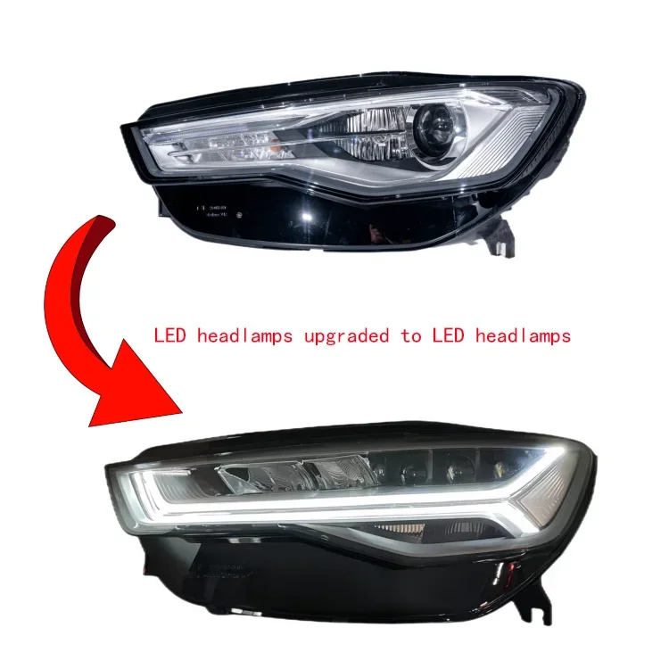 Car Accessories Front Bumper Headlamps A6  LED headlights Upgrade High brightness Matrix Lens Headlight for  C7 2016-2018