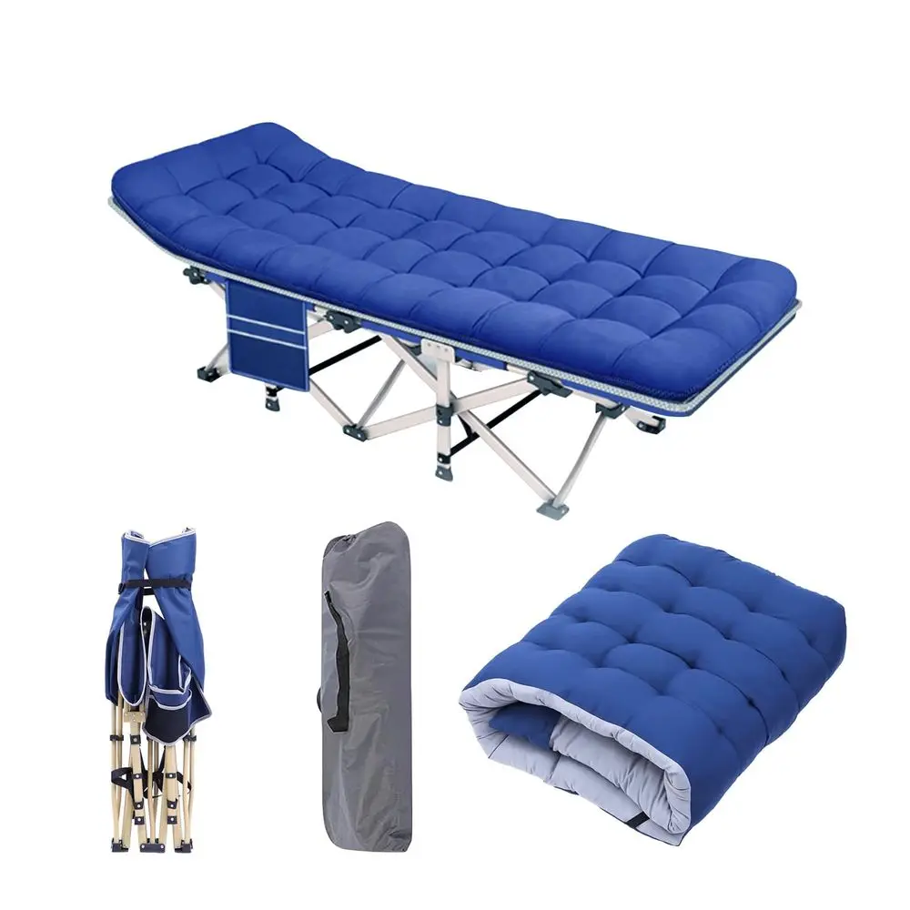 Cama Plegable Portátil, 190x71CM, Catre Plegable para Acampar, con Cojines de Algodón y Bolsa de Almacenamiento, Adecuado para