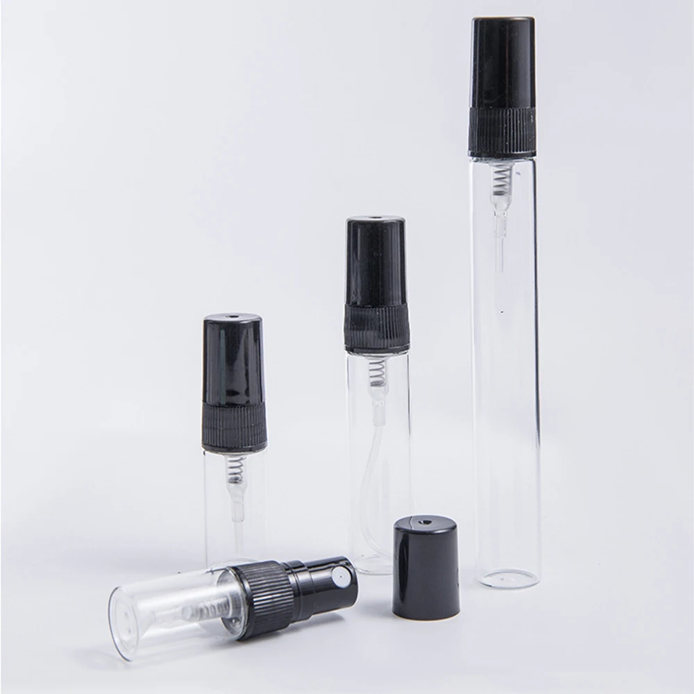 20/50pcs 2ml 3ml 5ml 10ml 미니 향수 병 안개 스프레이 병 빈 분명한 분무기 유리 병 휴대용 향수 샘플 병