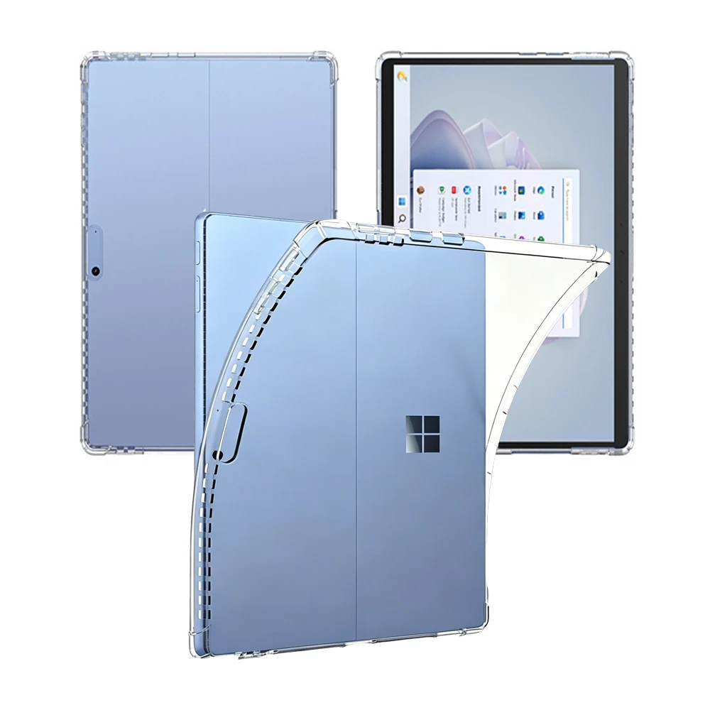 Funda con 4 airbags a prueba de golpes para Microsoft Surface Pro 4, 5, 6, 7 Plus, 8, 9, 10, 11, 12, 12.3, 13 pulgadas, cubierta trasera transparente de TPU para Tablet PC