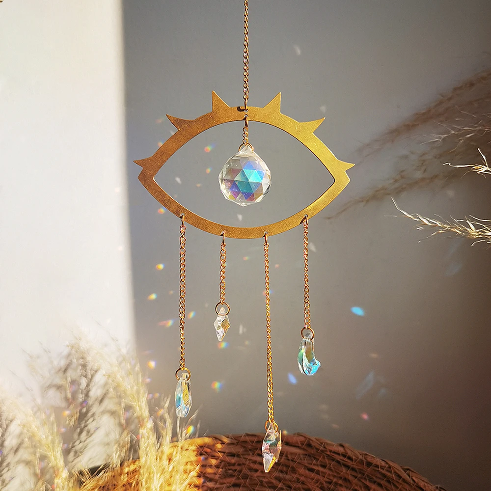 

Rainbow Prism Evil Eye Sun Catcher Crystal Decoration Stained Glass Suncatcher Crystal Car Hanging Ornament Window Garden Decor