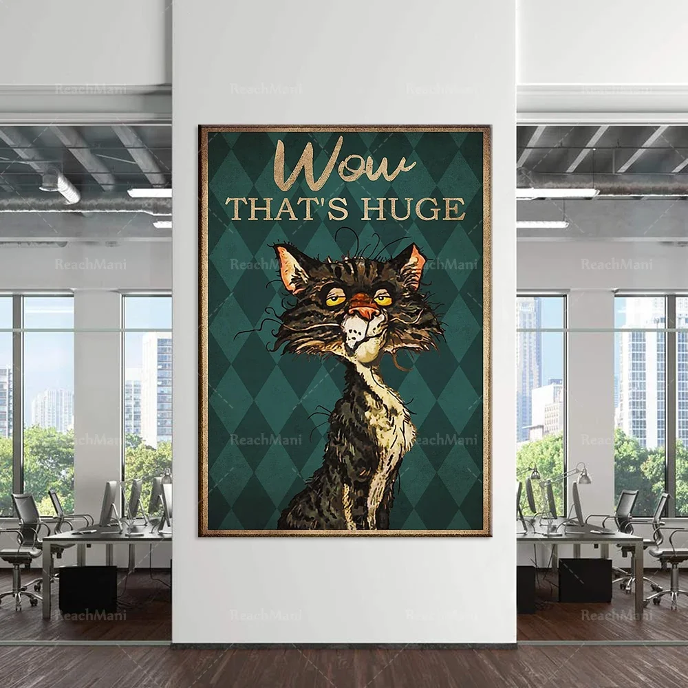 

Cat wow that is a huge poster, retro style, funny kitten decoration poster