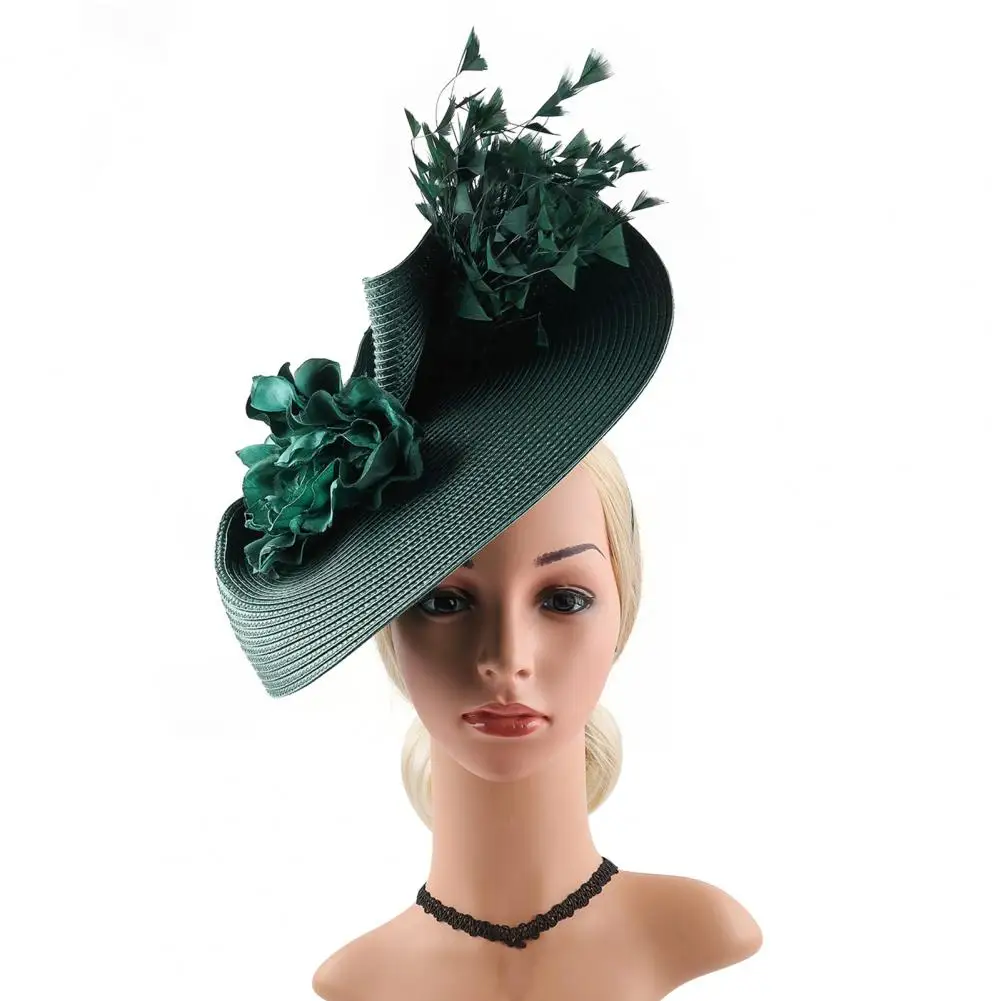 

2024 Elegant Fascinator Hat for Women Tea Party Fascinator Pillbox Hat Feather Flower Fascinator Wedding Cocktail