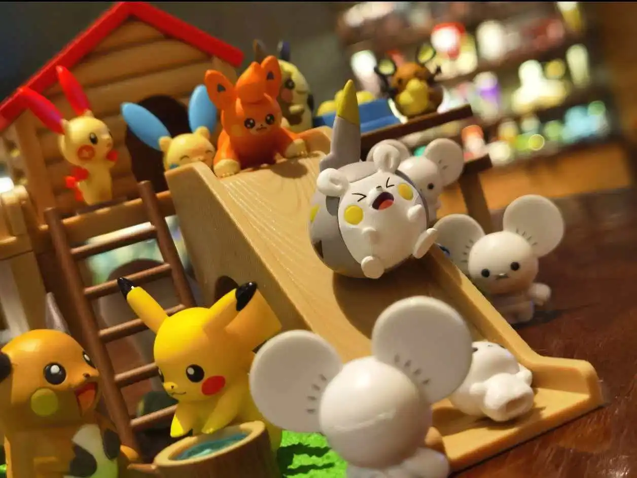 

In Stock Pok é Mon Forest Kindergarten Blind Box Toys Anime Action Figure Slide Swing Cute Desktop Decoration Festival Gift