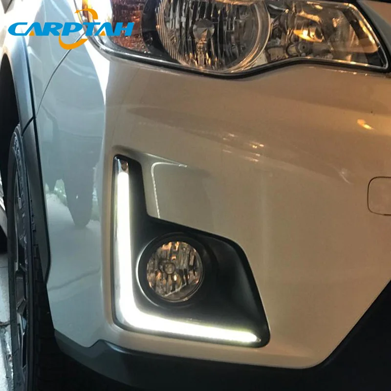 Car LED DRL 12V Daytimes Running Headlamps For Subaru XV 2016 2017 Daylights Headlamps Auto Driving Lamp Foglamps