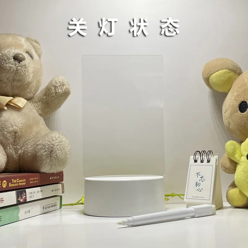 Transparent Acrylic Note Board, Erasable Writing Luminous Message Board, Home Desktop Memo Reminder Small Whiteboard