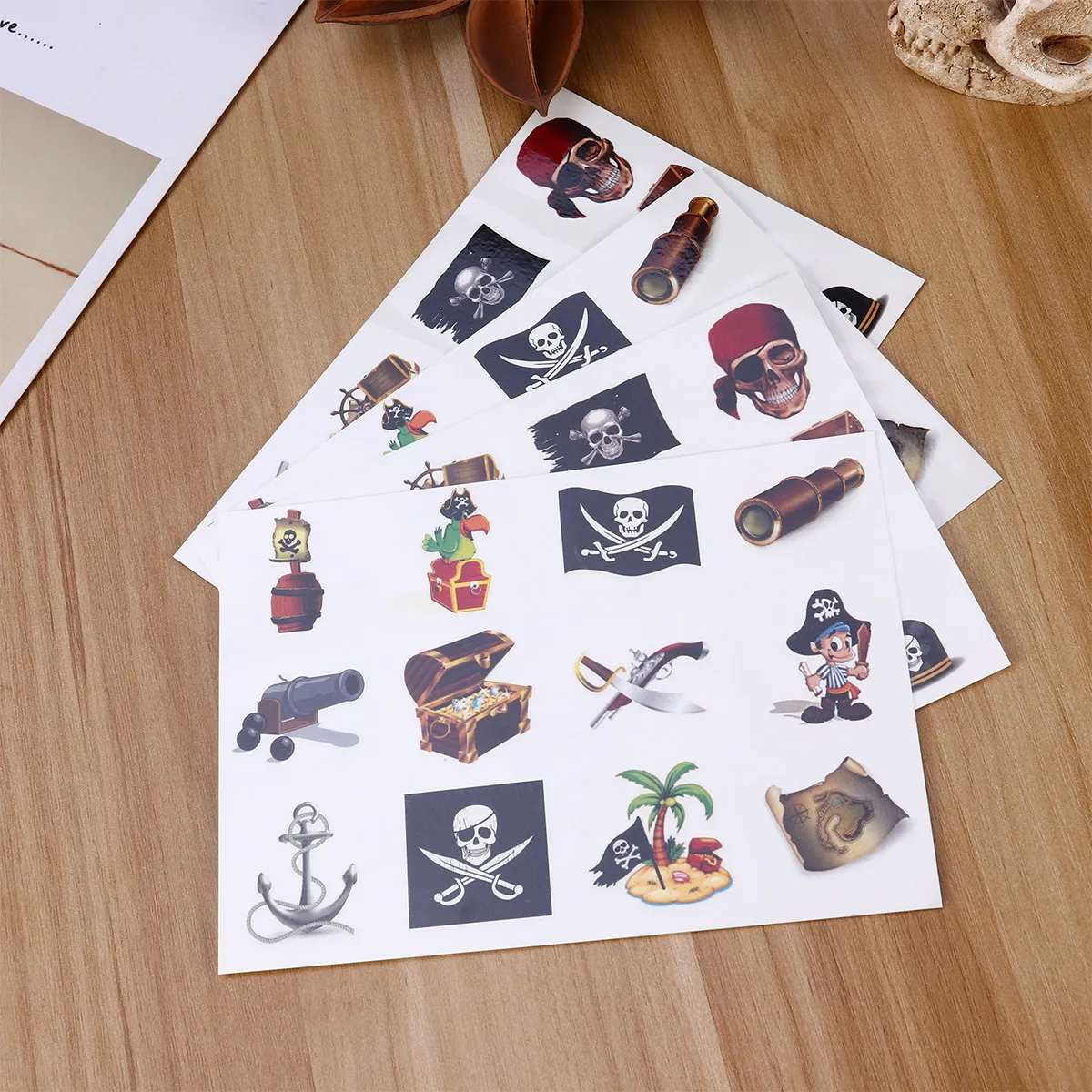 

10 Sheets Various Sticker Designs Pirate Themed Party Decorations Kid Assorted Stickers Temporary