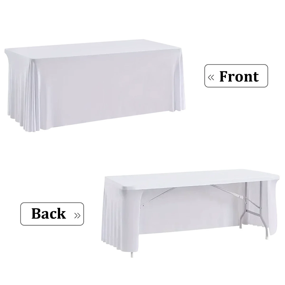 Spandex Stretch Tablecloth 6FT 8FT Elastic Table Cloth Cover for Hotel Banquet Wedding Party Table Decor White Table Skirt