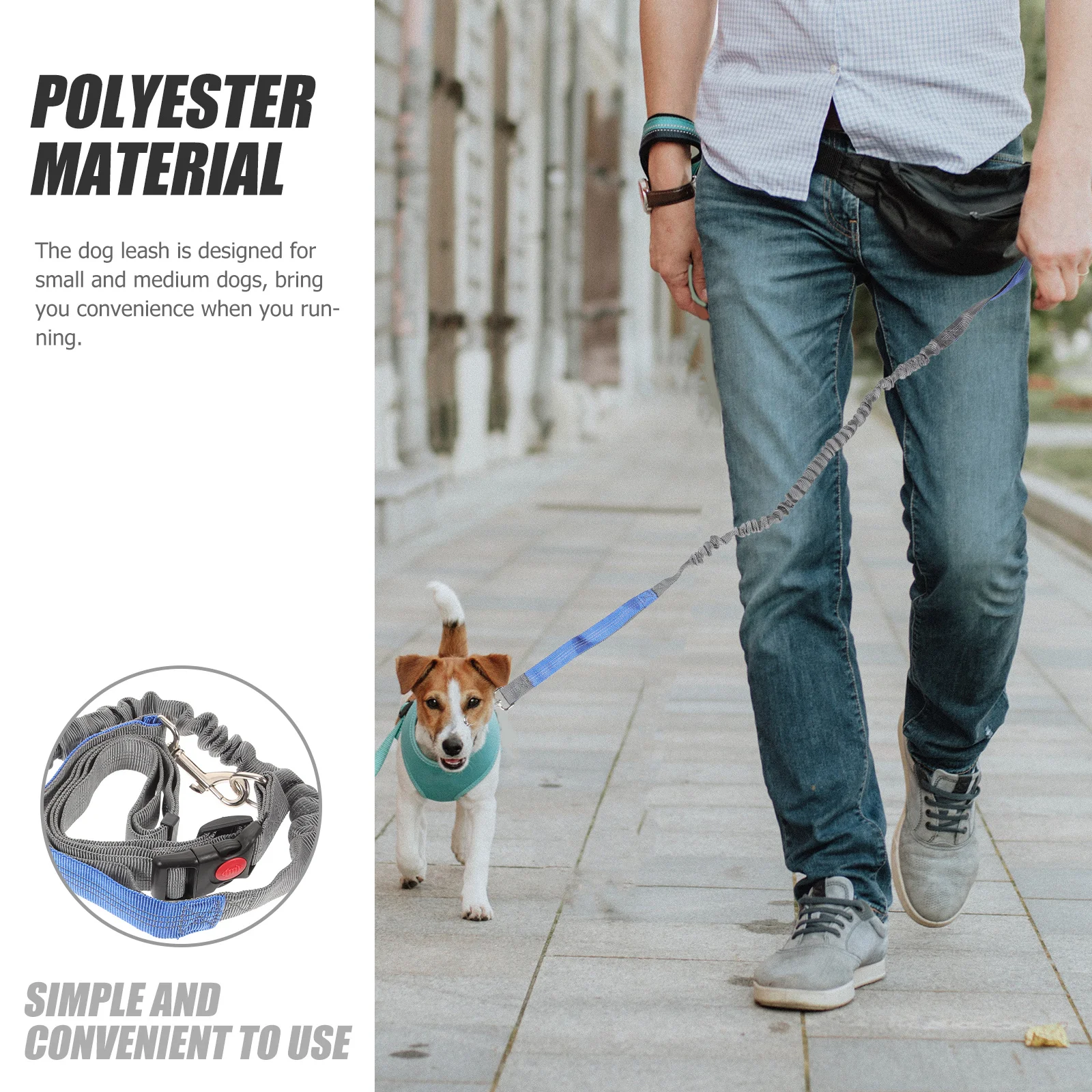 

Dog Bungee Leash Hands Free Pet Running Leash Waist Belt Comfortable for Small Medium Dogs Outdoor Walking Hiking Jogging