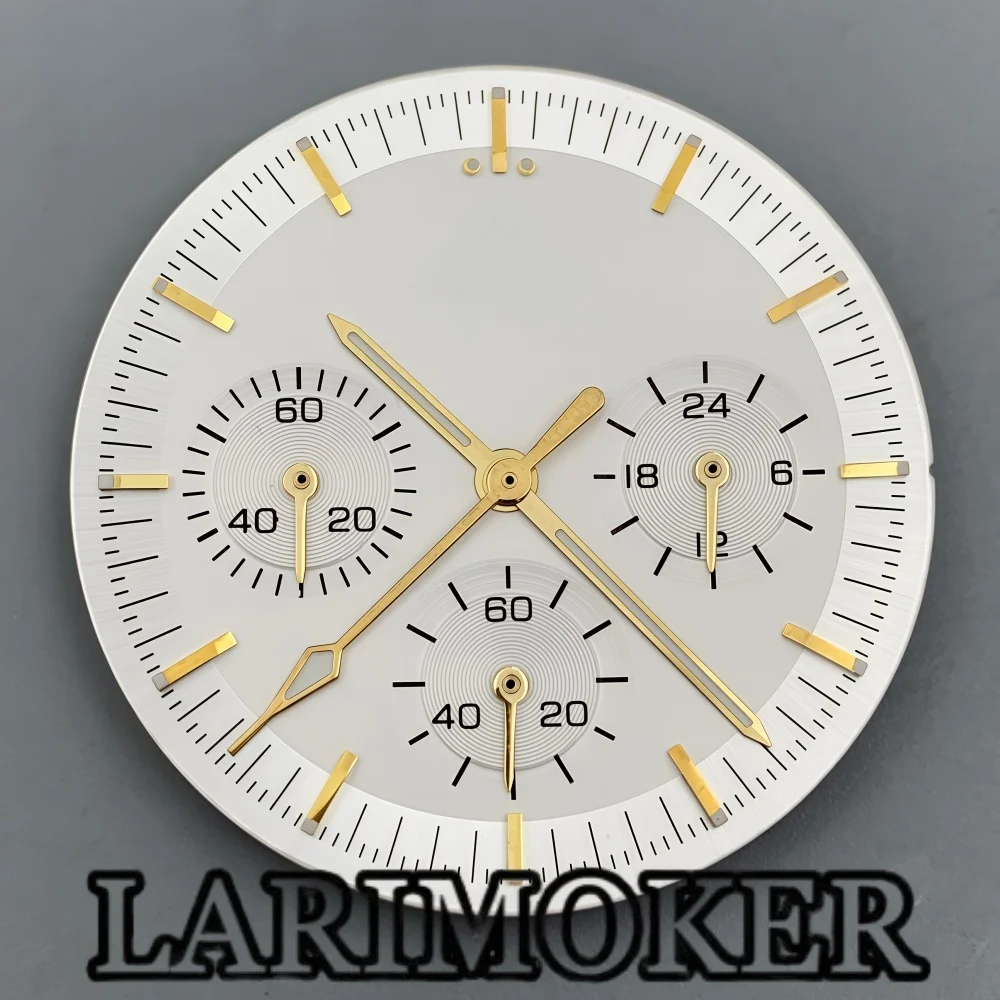LARIMOKER 31.5mm VK63 Quartz Movement Chronograph Watch Dial With Hands Set Gold Rose Gold Markers Watch Accessories Parts