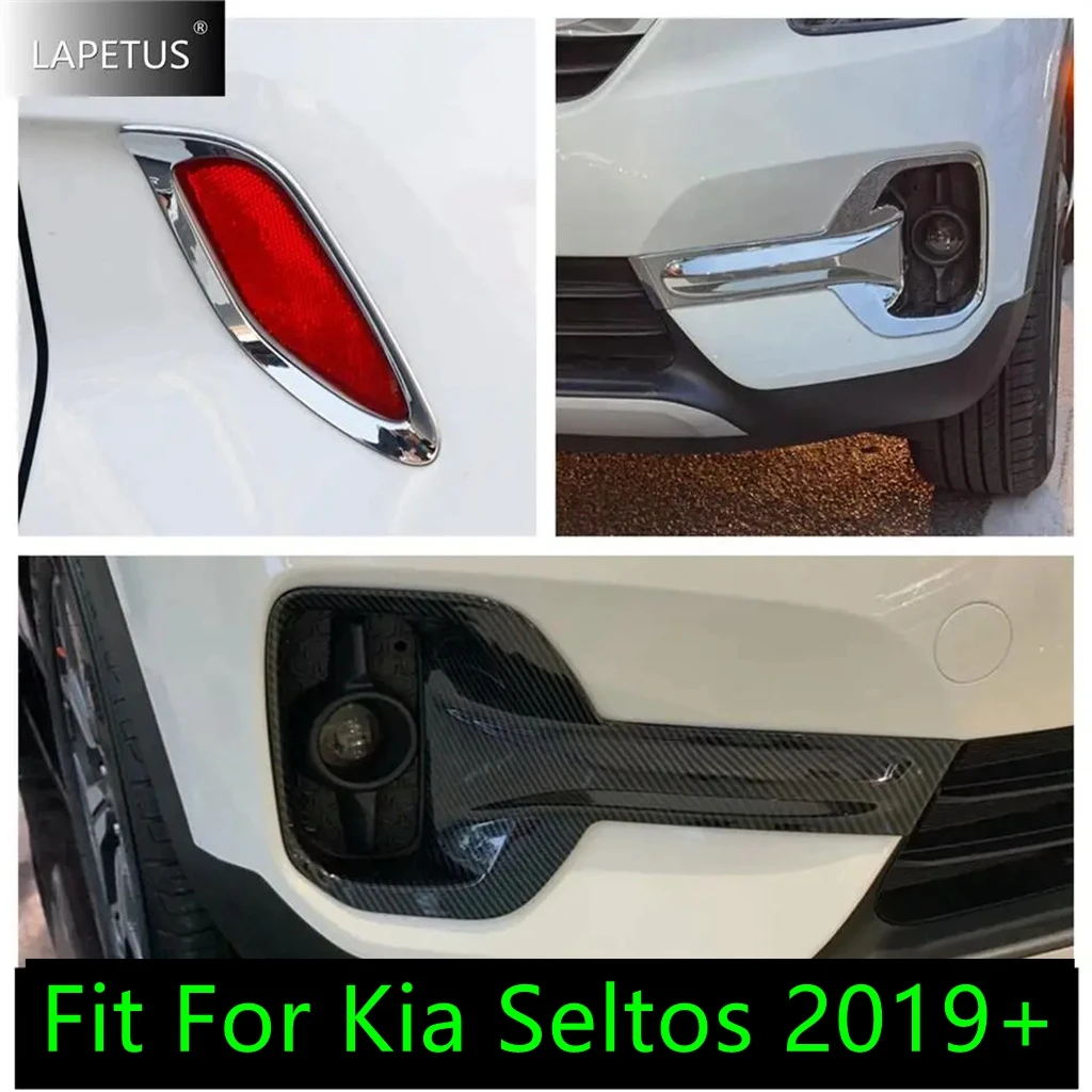 

Front Rear Bumper Fog Lights Lamp Decoration Protect Cover Trim For Kia Seltos 2019 - 2021 ABS Chrome / Carbon Fiber Accessories