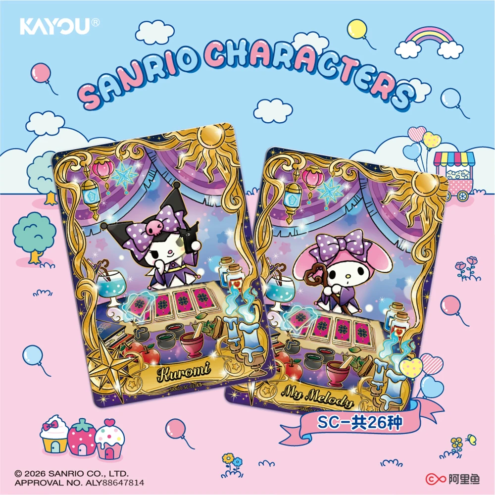 Official Kayou Sanrio Collection Cards Pom Pom Purin Kuromi Cute and Fun Design Cartoon Star Divination Cards Anime Peripheral