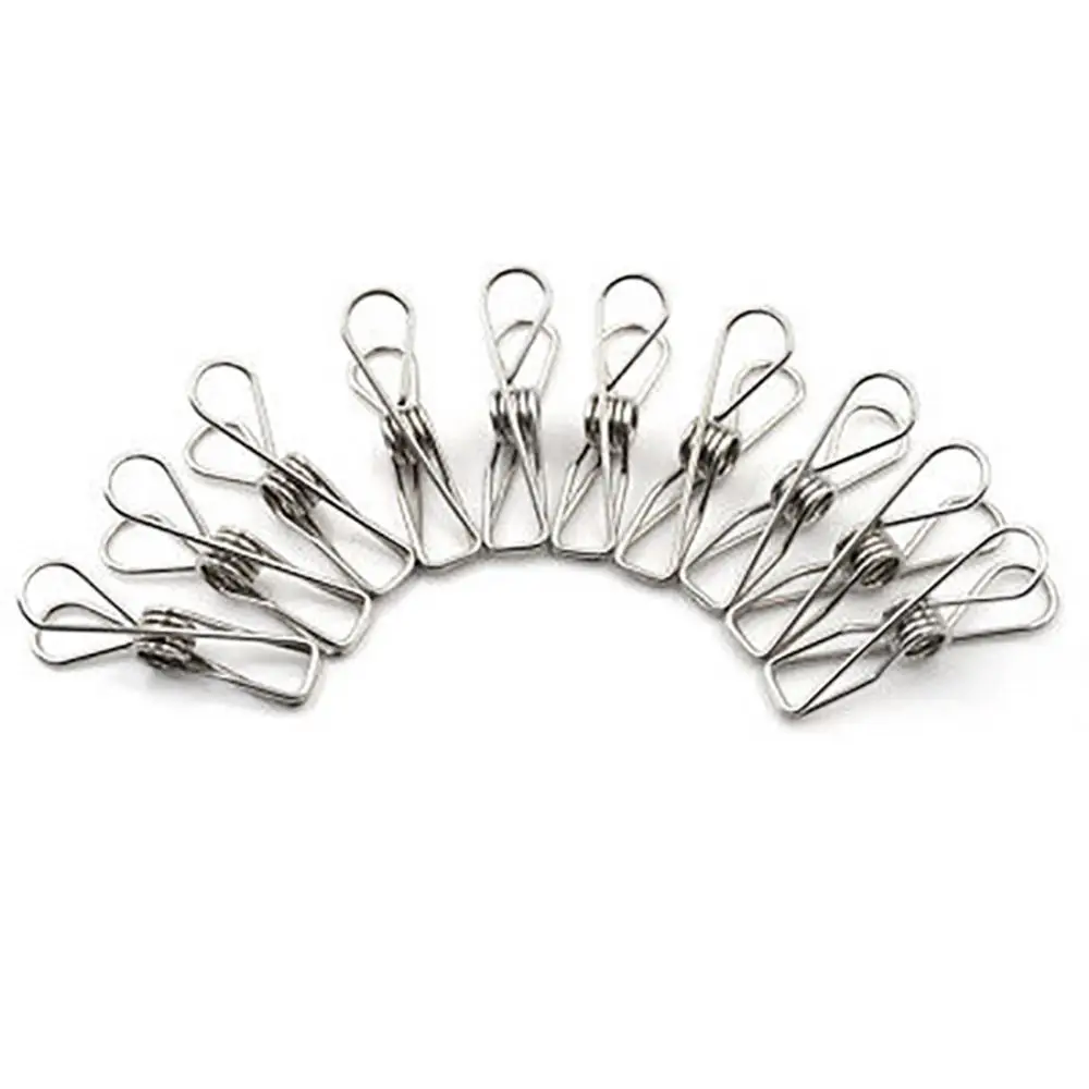 10Pcs Metal Clothes Pegs Stainless Steel Washing Spring Hanger Photos Clips