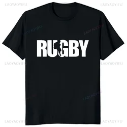 New Arrival Player Running with Rugby Ball Graphic Printed Tshirt Rugby Fan Dad Brother Uncle Mens T Shirt Streetwear Soft Tees