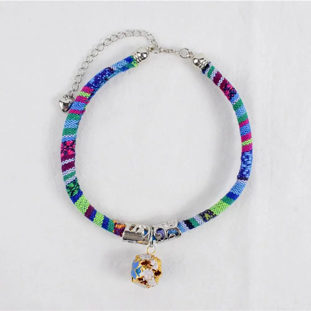 Cat Collar Durable Personalized 0.7cm Ethnic Style Pet Accessories Wind Chime Adjustable Tie Non-toxic Universal Pet Supplies