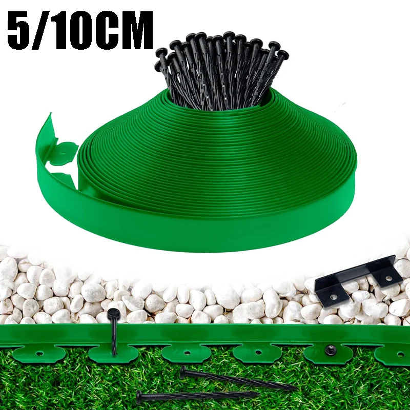 

5/10M Garden Border Edging with 30Pcs Stakes Landscape Edging Border Kit Garden Edging Coil for Garden Flower Beds and Lawn