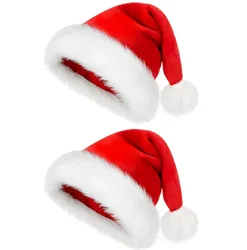 2PCS  santa Hat for Kid Boys Girls Christmas Hat Bulk Xmas Holiday Velvet Hat for Children New Year Festive Holiday Party