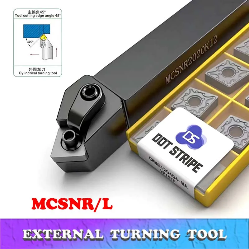 

1pc MCSNR1616H12 MCSNR2020K12 MCSNR2525M12 External Turning Tool Holder CNMG Carbide Inserts MCSNR Lathe Cutting Tools Set