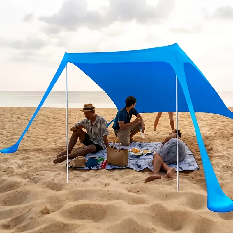 

Пляжный тент-шатер [Beach Tent Sun Shelter] – большой раскладной пляжный тент-навес яркого синего цвета для 4-6 взрослых, простая установка за 5 минут
