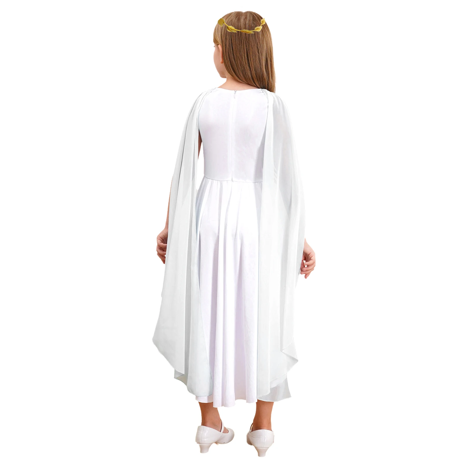 Kids Girls Roman Greece Flowy Dress with Headband Rome Ancient Greek Princess Toga Costume Childs Halloween Carnival Outfits